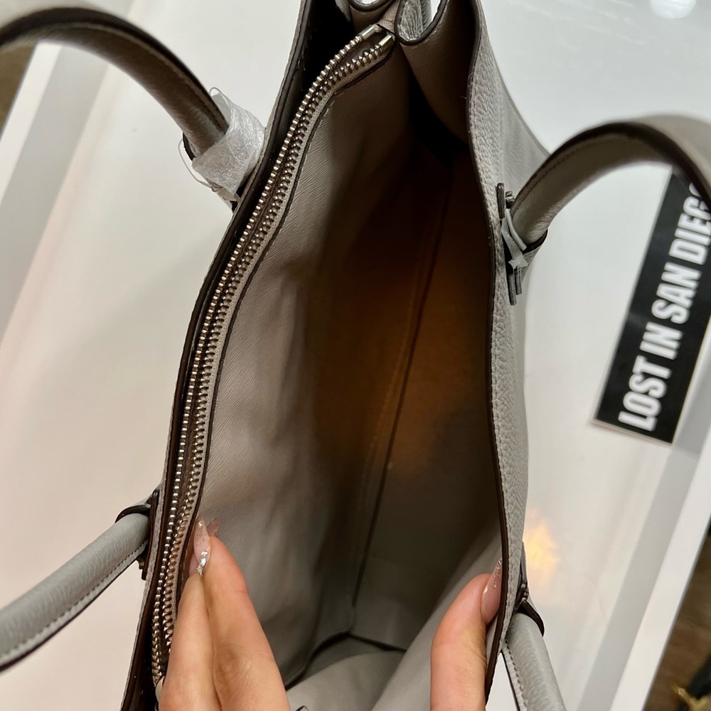 Grey Mercer Grommeted Pebbled Leather Tote Bag By Michael Kors - Picture 8 of 16